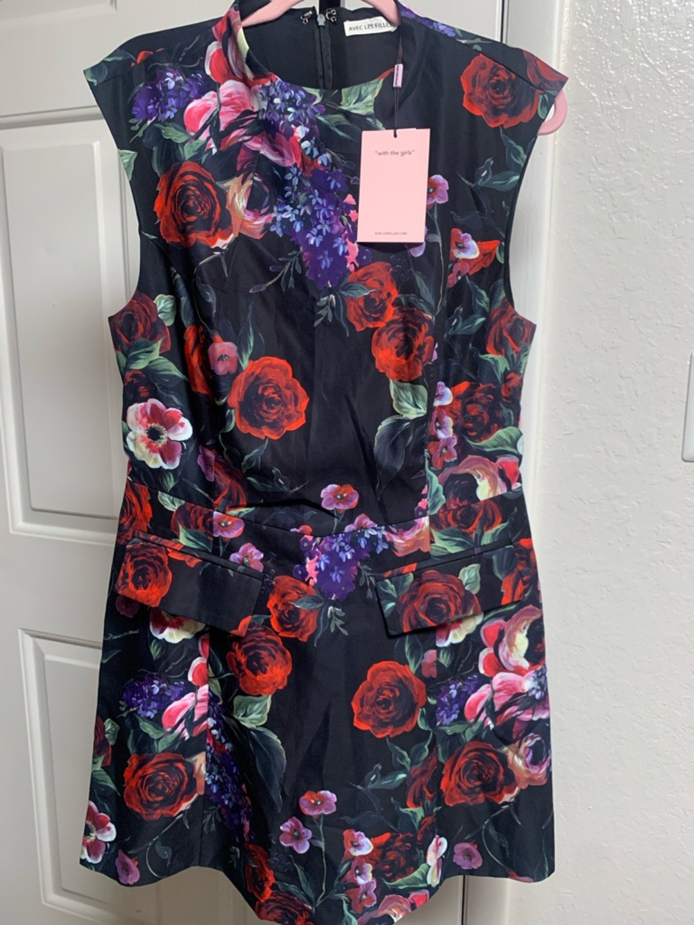 NEW Avec le filles dark floral fit and flare mini dress size 14 - Picture 4 of 12
